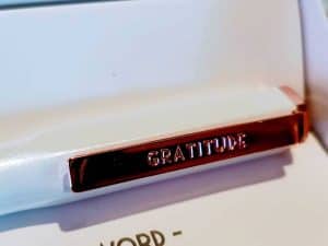 Close of the pen from Gratitude Glass Jars