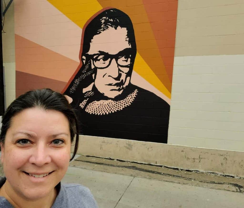 Ruth Bader Ginsburg Mural located in the alley across from The Chef in Manhattan, KS