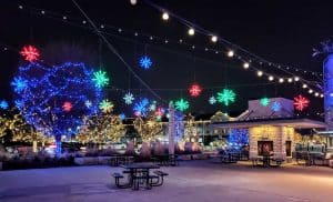 Blue Earth Plaza lit up for Festival of Lights