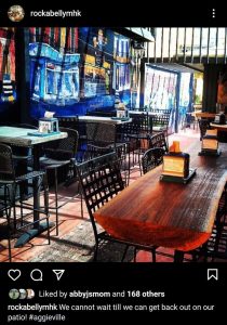 Outdoor seating at Rock A Belly Instagram