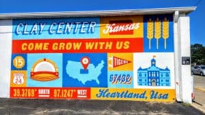 Center Of It All mural in Clay Center, KS