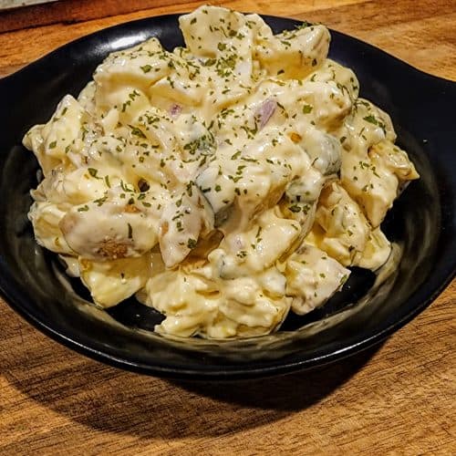 This potato salad is delicious.