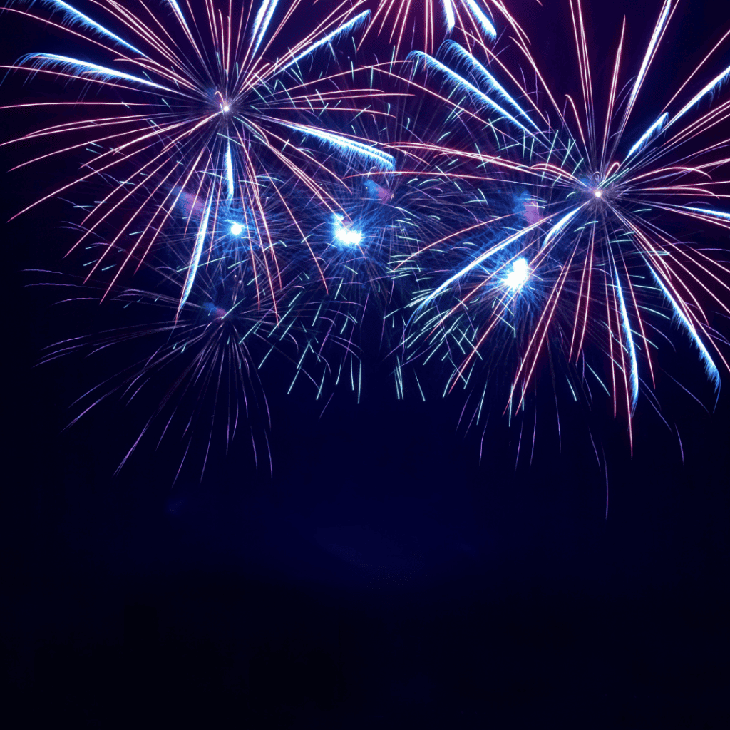 Fireworks exploding in the night sky.